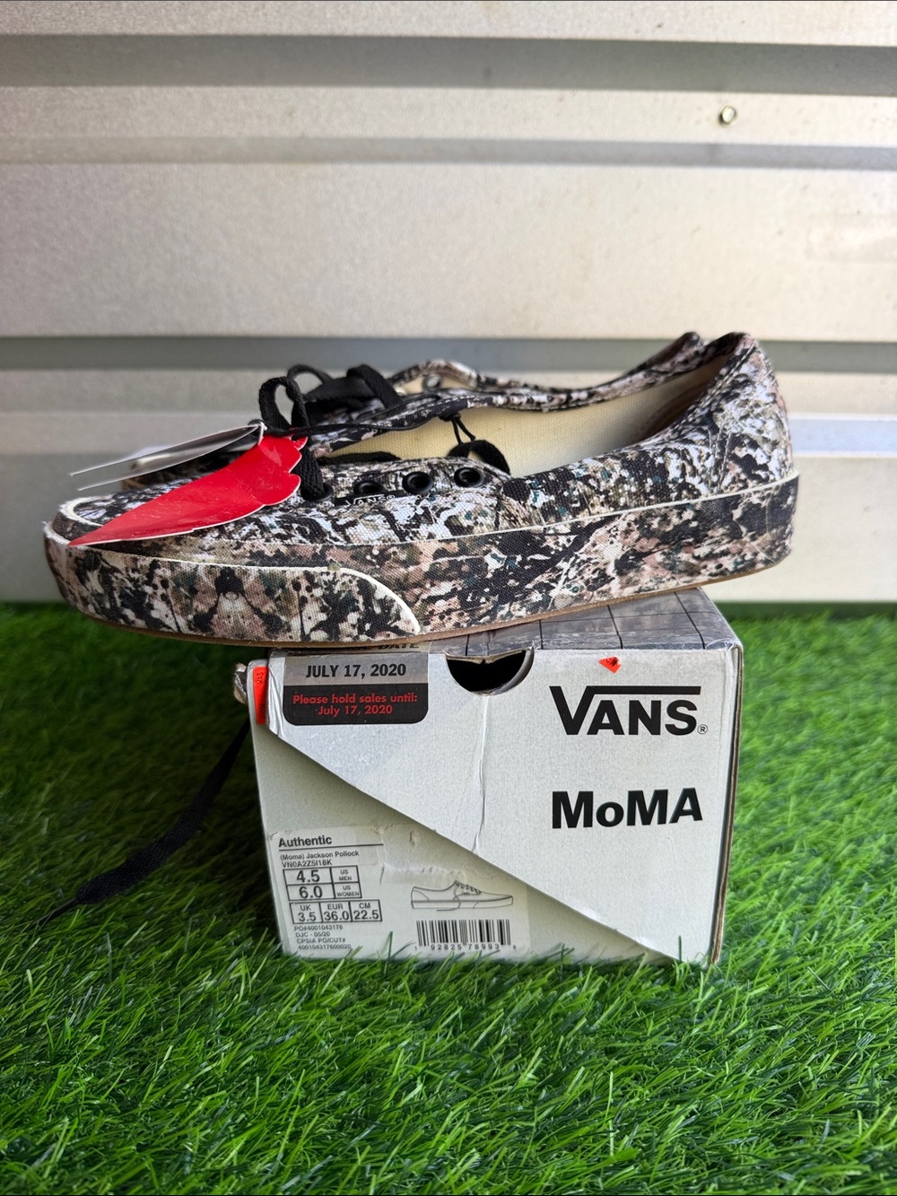 Vans MoMA Low-Top Sneakers in Black, Tan, Cream and Gray Marble Print
